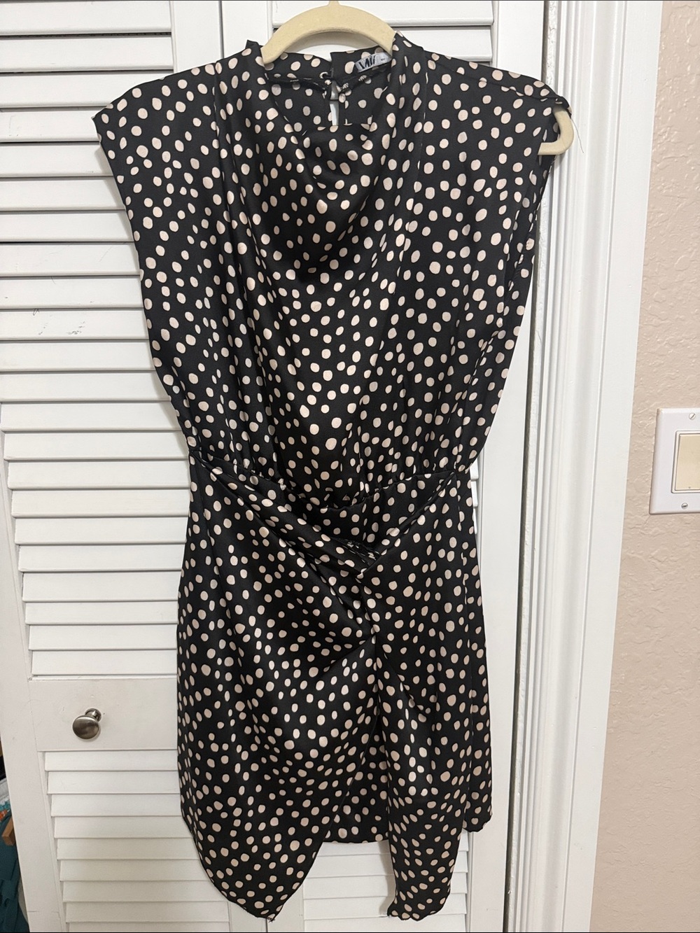 Zara Black Dress with Cream Polka Dots